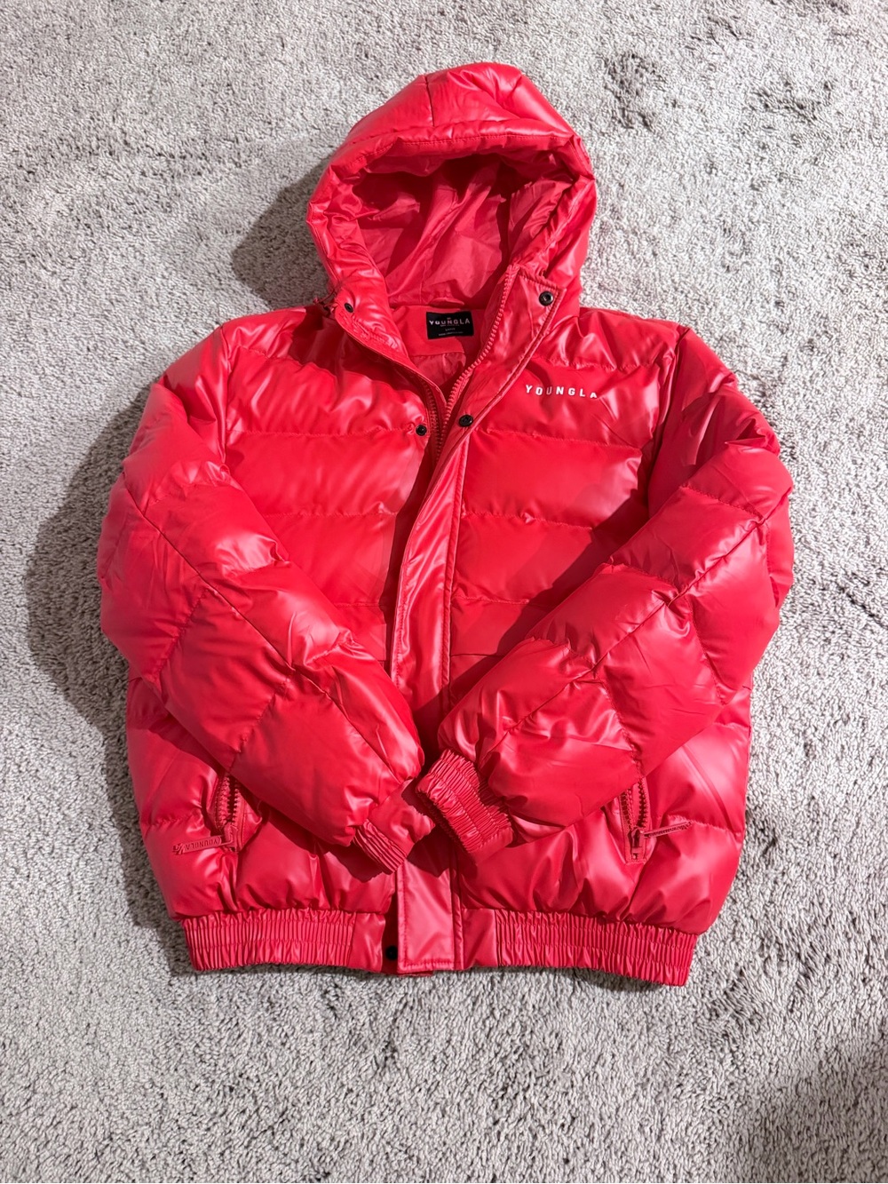 YoungLA Bright Red Puffer Jacket with Hood